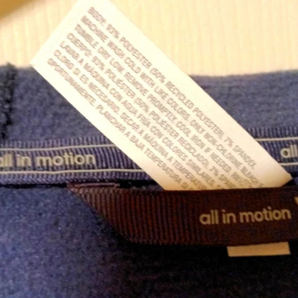 All In Motion Woven Fleece Jacket BLUE Stretch Water Repellant Thumb Holes Sz L - Picture 6 of 9